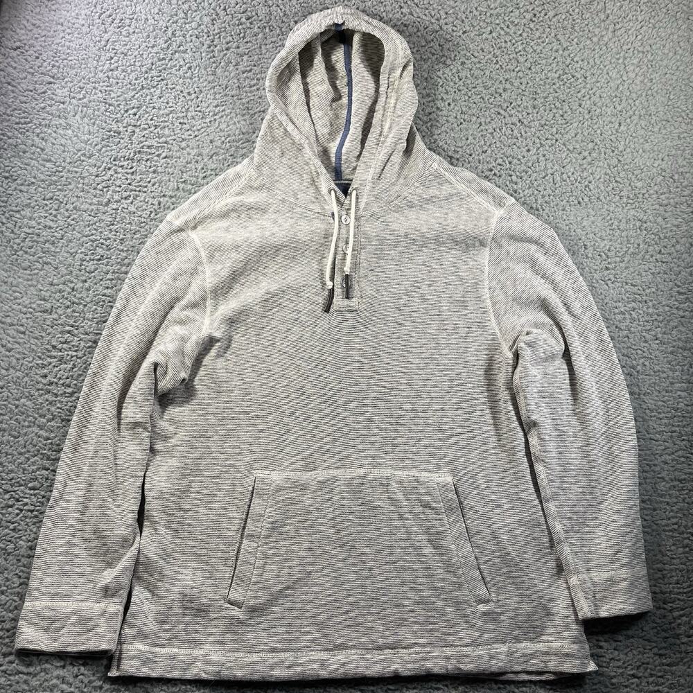 Tommy Bahama Mens XXL Gray Melange Knit Hoodie Pullover Sweater Long Sleeve